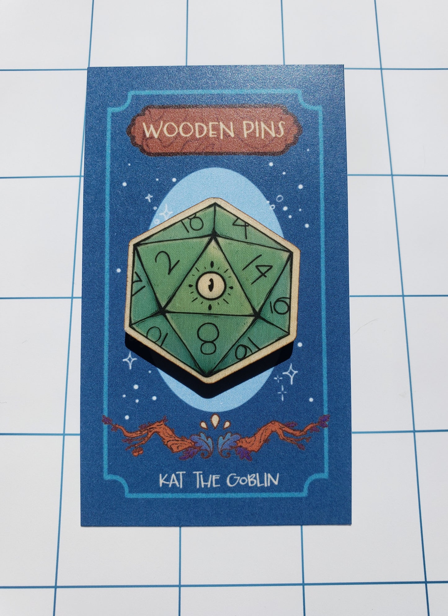 D20 Eye - Wooden Pin