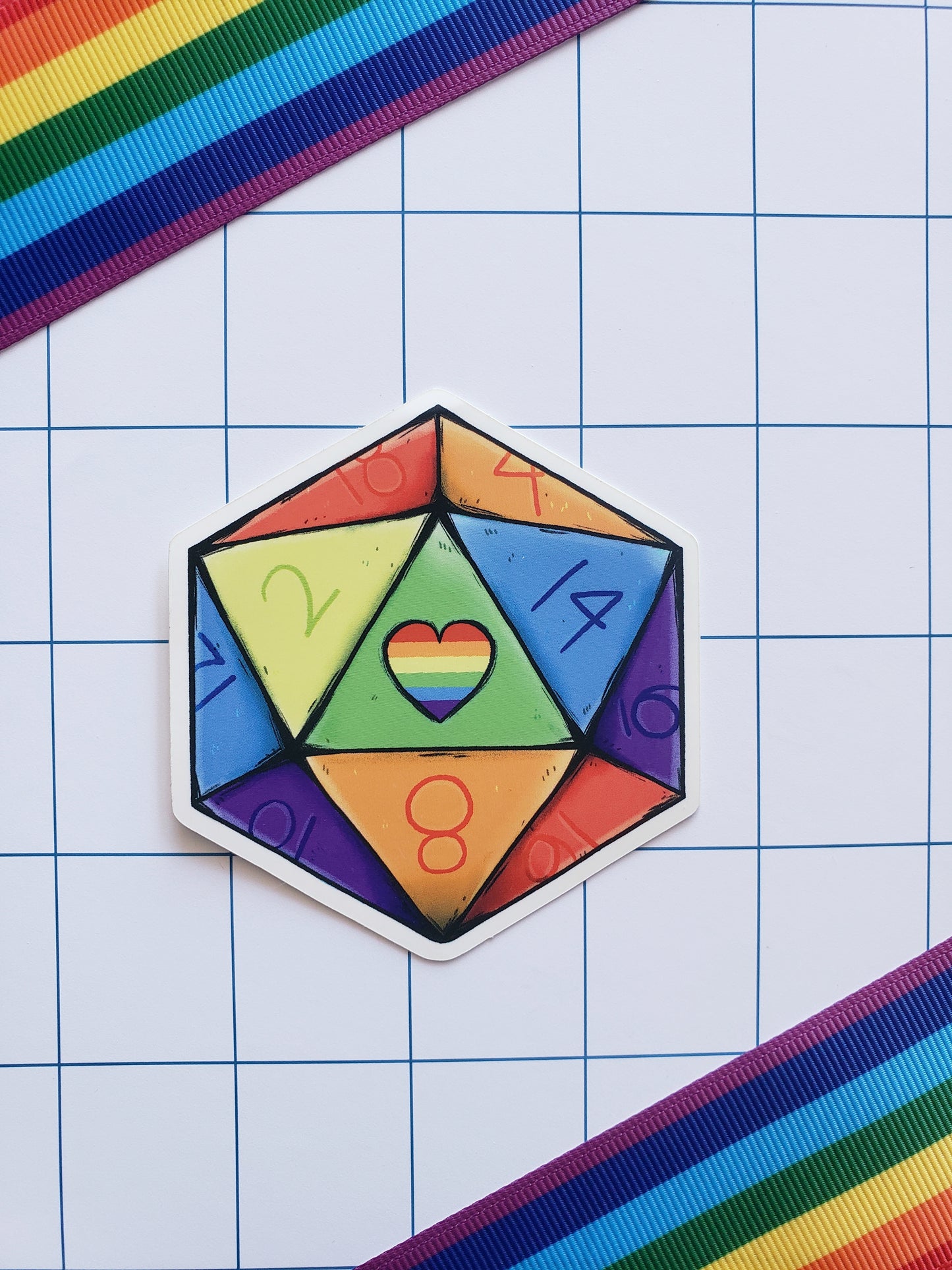 Rainbow D20 - Sticker